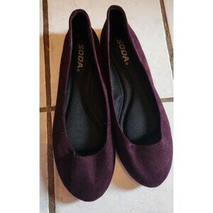 Soda  Suede Ballet Flats Womens Slip-On Round-Toe Shoes size 7.5